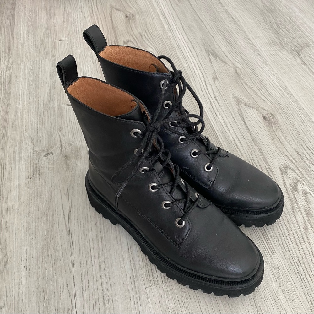 Madewell Black Leather Lace-Up Boots